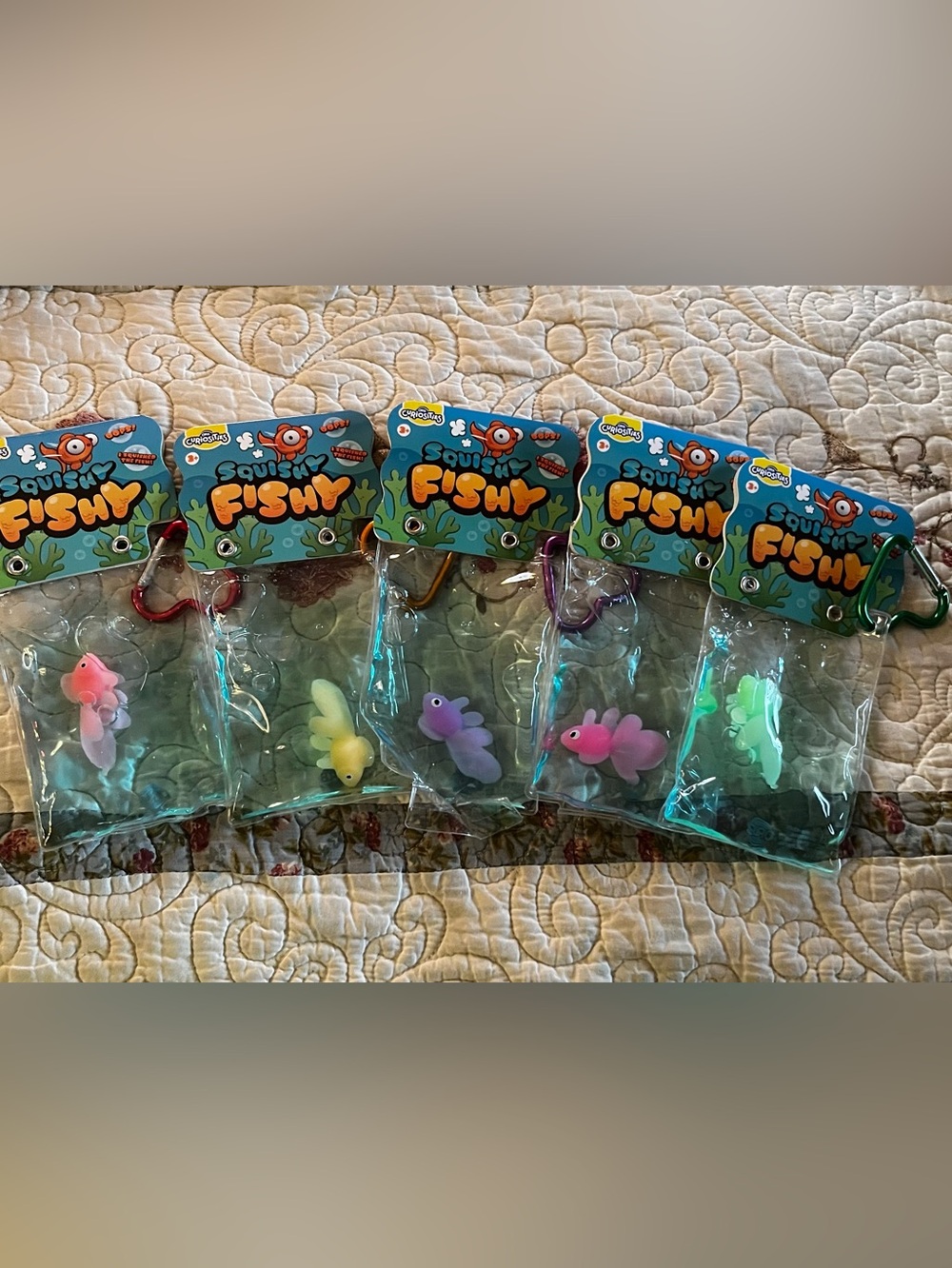 Squishy Fishy Fidget Toys 5-Piece Bundle with Clips – NEW